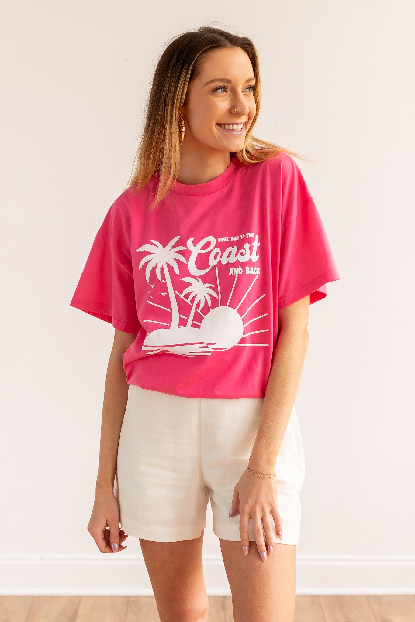 Love You To The Coast Oversized Tee, Pink