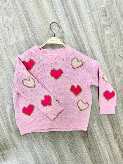 Girls Love Is In The Air Pink Heart Sweater