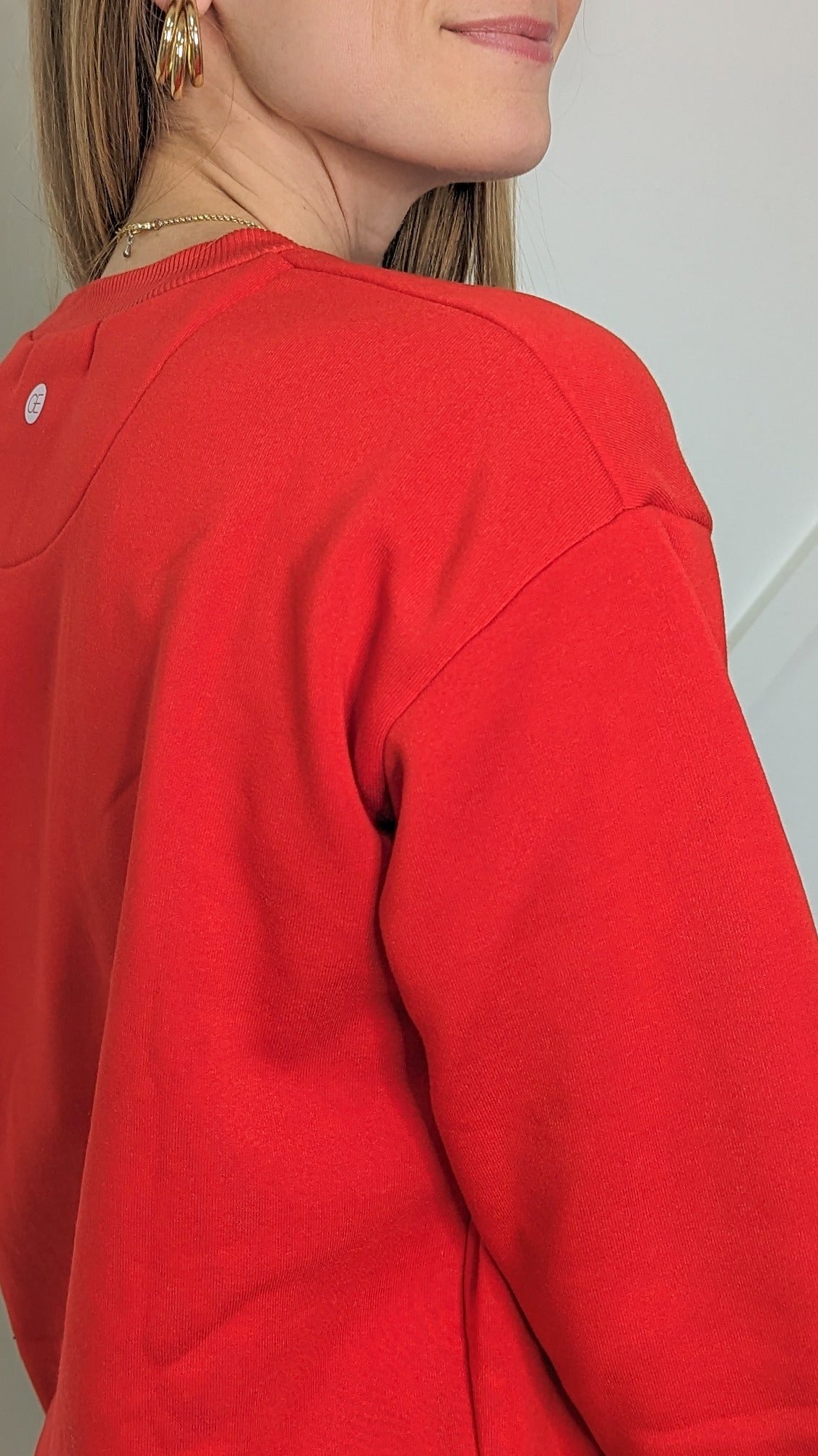 Red French Terry Sweatshirt With Ribbed Knit