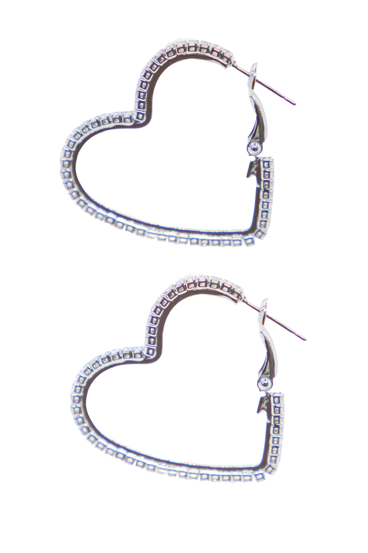 Passionate Embrace, Medium Silver heart Shape Hoops Earrings