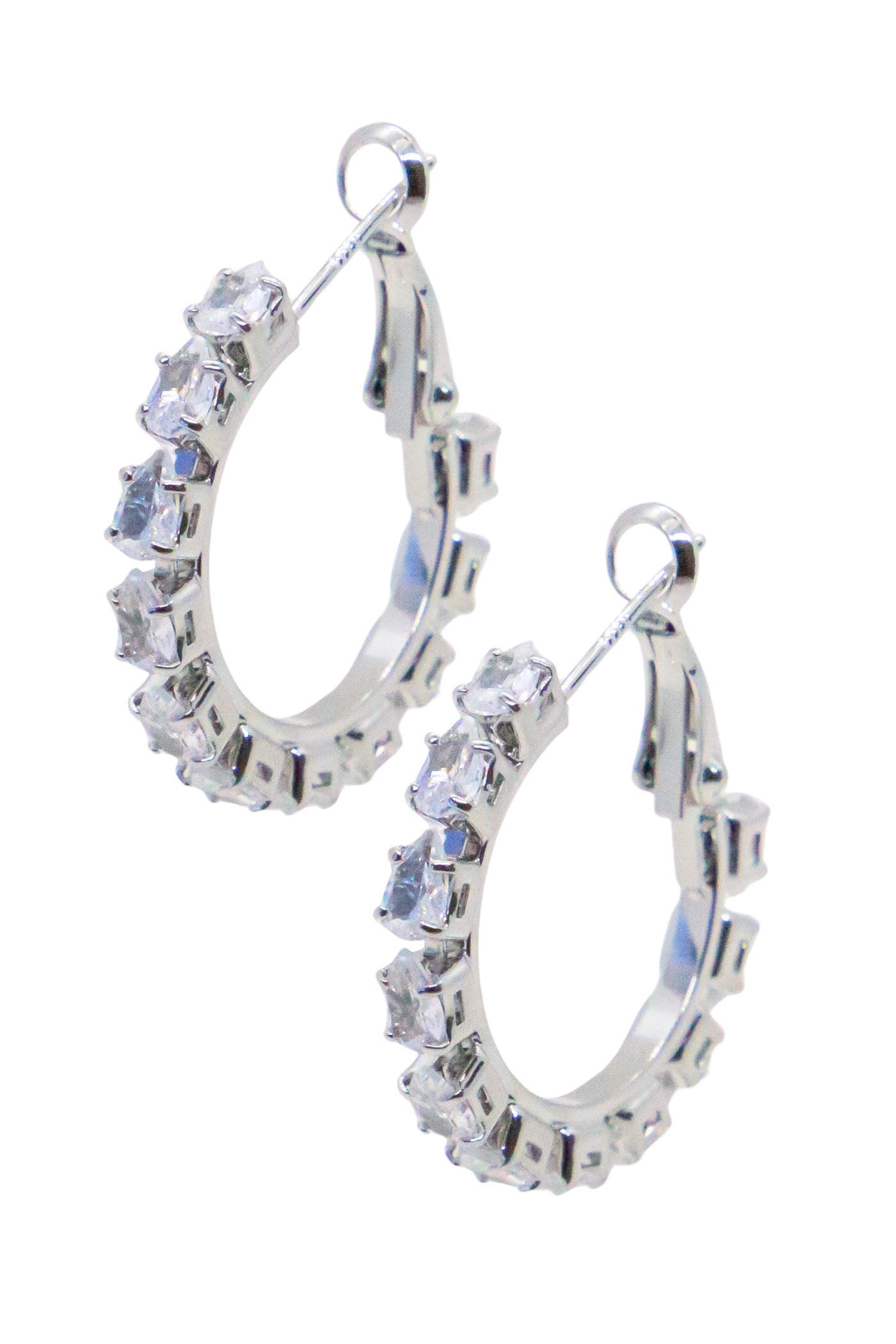 Small Silver Luster Gem Hoops