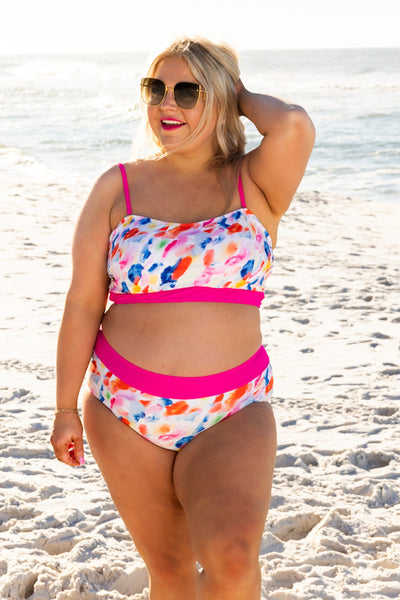 Abstract Multi Colorful Two-piece Swimwear Set