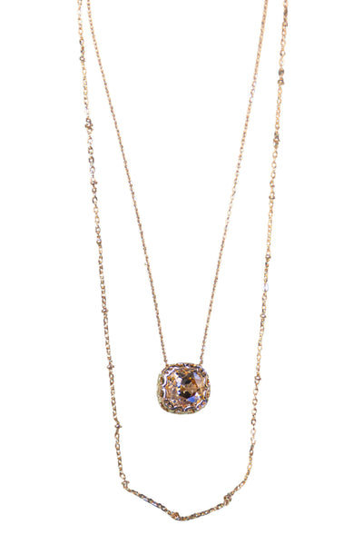 GALA EVENING GOLD CRYSTAL PENDANT GOLD LAYERED NECKLACE