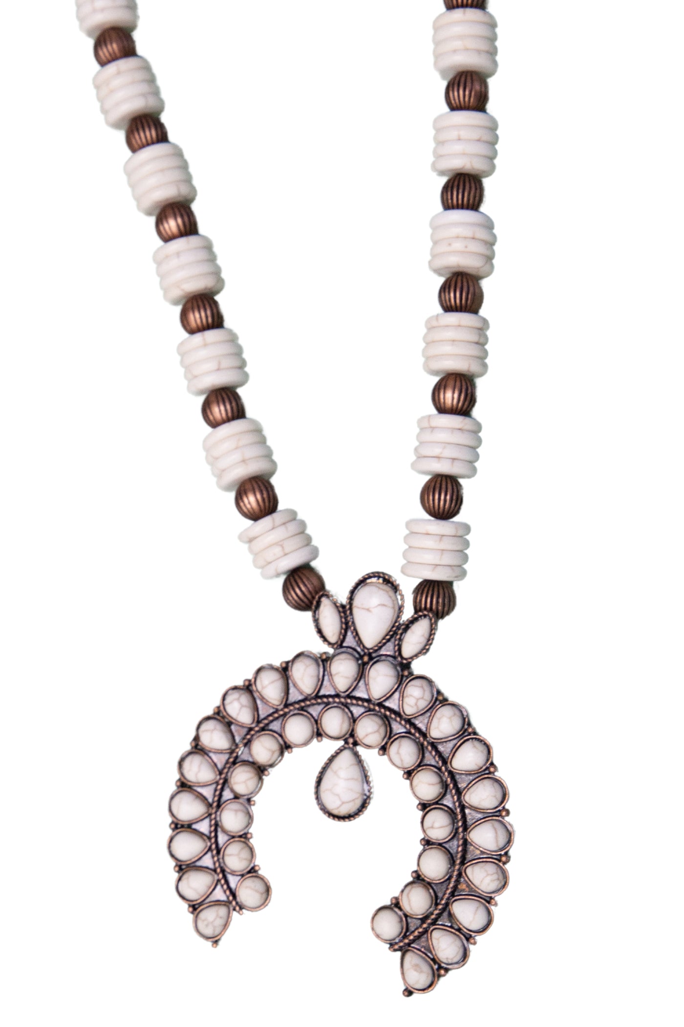 Western Style White Squash Blossom Necklace