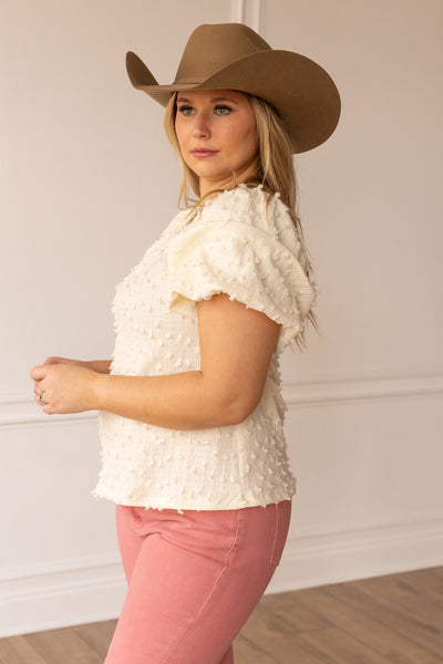 Textured Peasant Blouse, Ivory