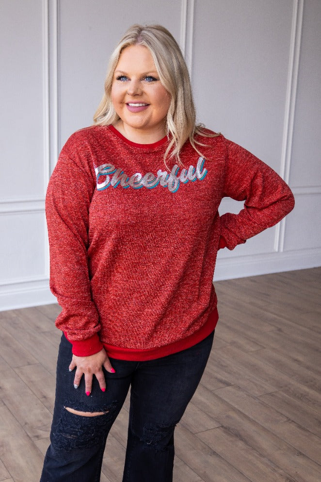 Cheerful on Sparkly Glitter Sweatshirt