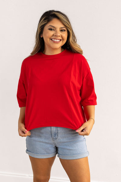 Red Boxy Crop Top
