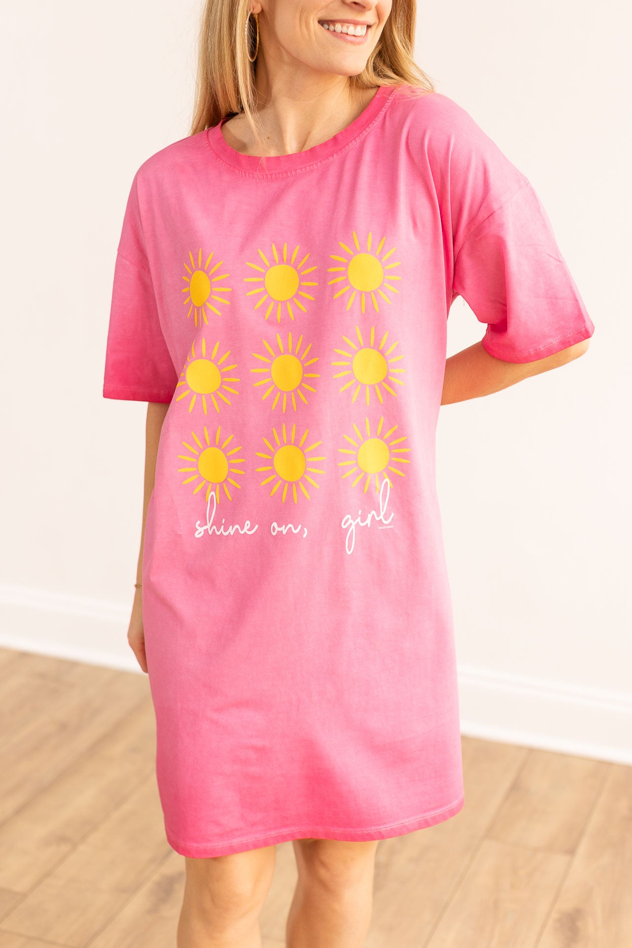 Shine On Girl T-Shirt Dress, Pink