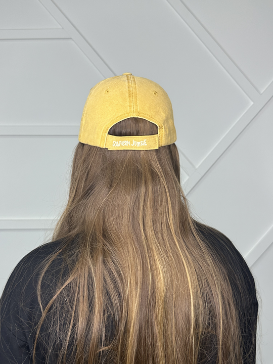 Mama Mama Turquoise Patch on Distressed Mustard Hat