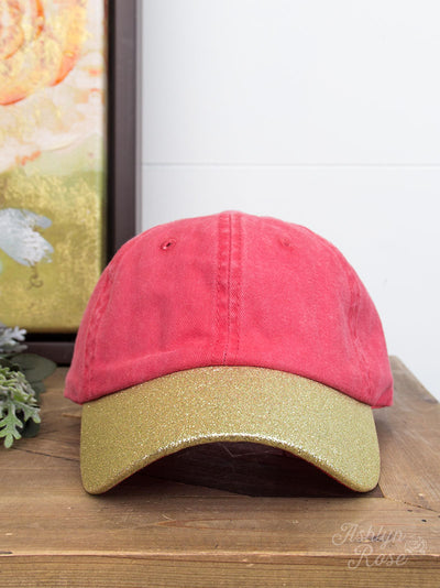 Red Hat with Gold Glitter Bill