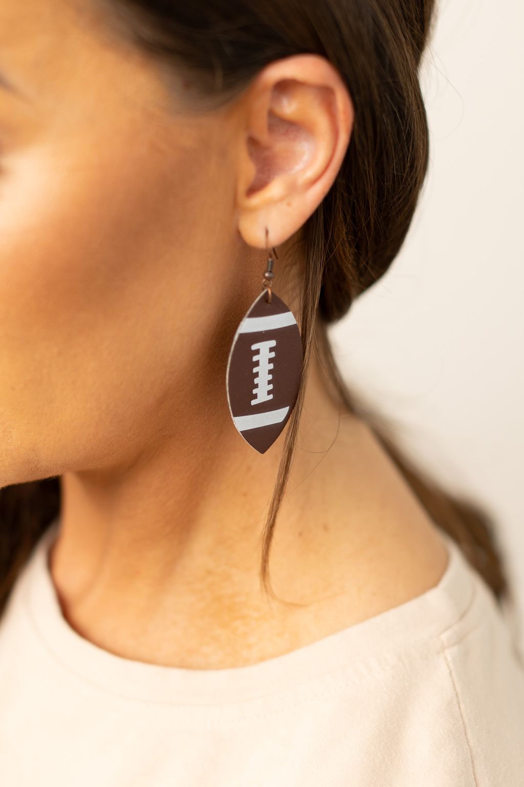 Medium Leather Football Earrings