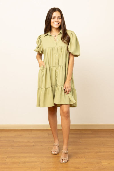 Sage Button-Up Dress