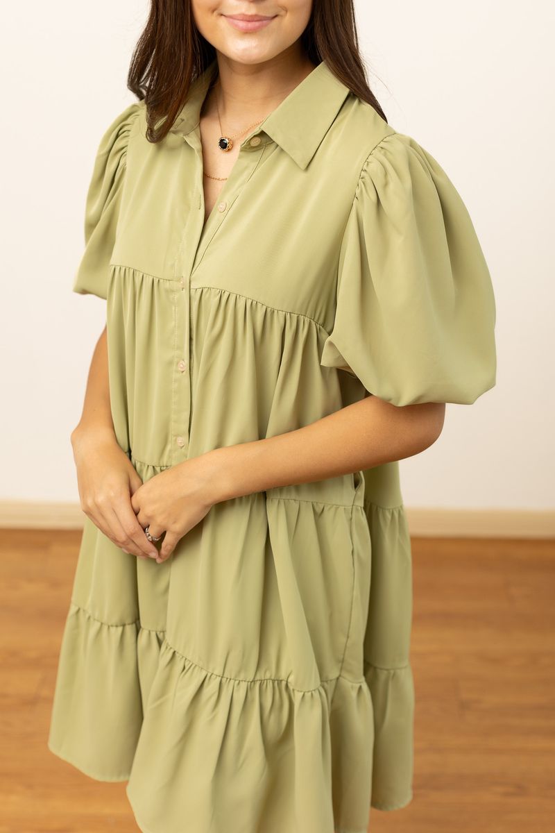 Sage Button-Up Dress