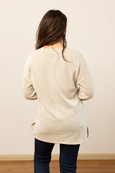 In My Teacher Era on Beige Ribbed Long-sleeve Top