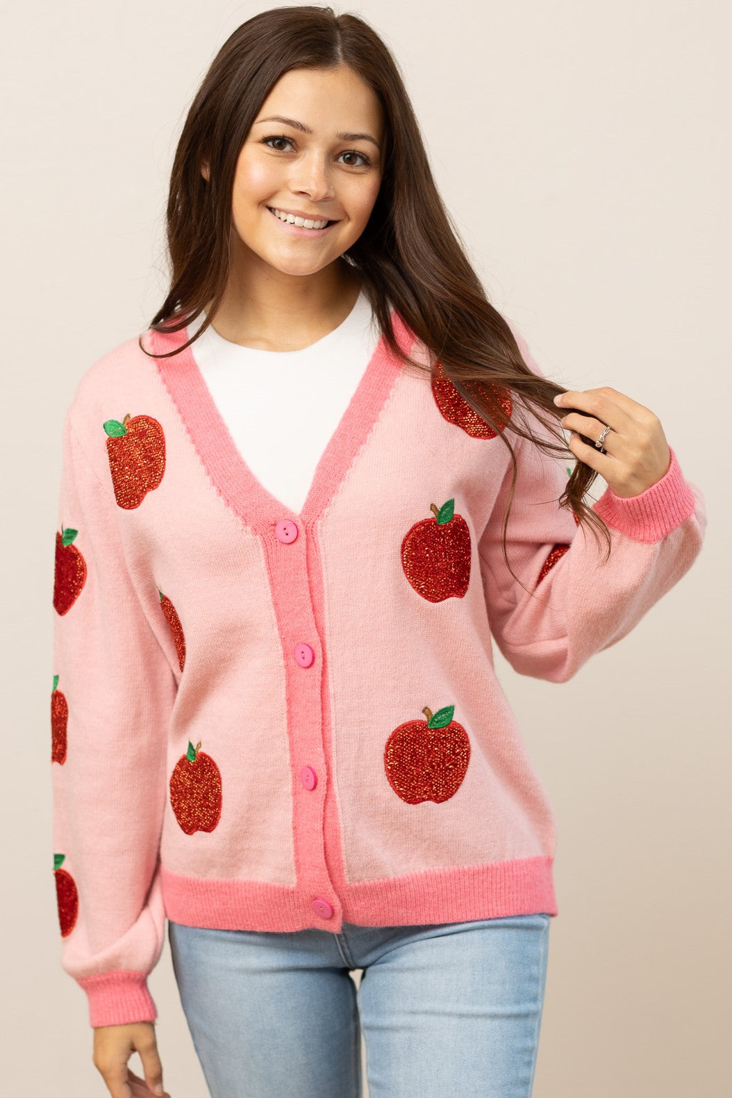 Pink Apple Cardigan