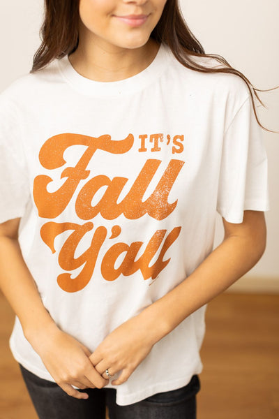 It's Fall Y'all on White Tee Shirt