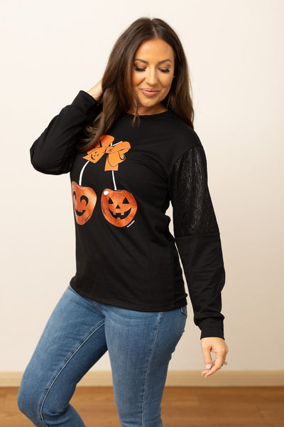 Cherry Pumpkins on Black Sweatshirt