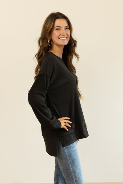 Black Micro fleece Crewneck