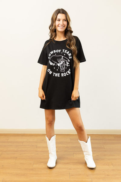 Cowboy Tears T-Shirt Dress, Black