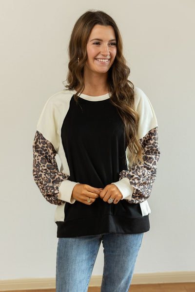 Fleece Color-Blocked Sweatshirt