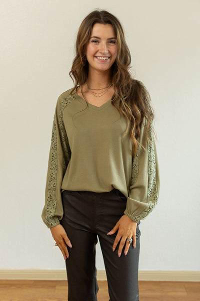 Sage Waffle Knit Top