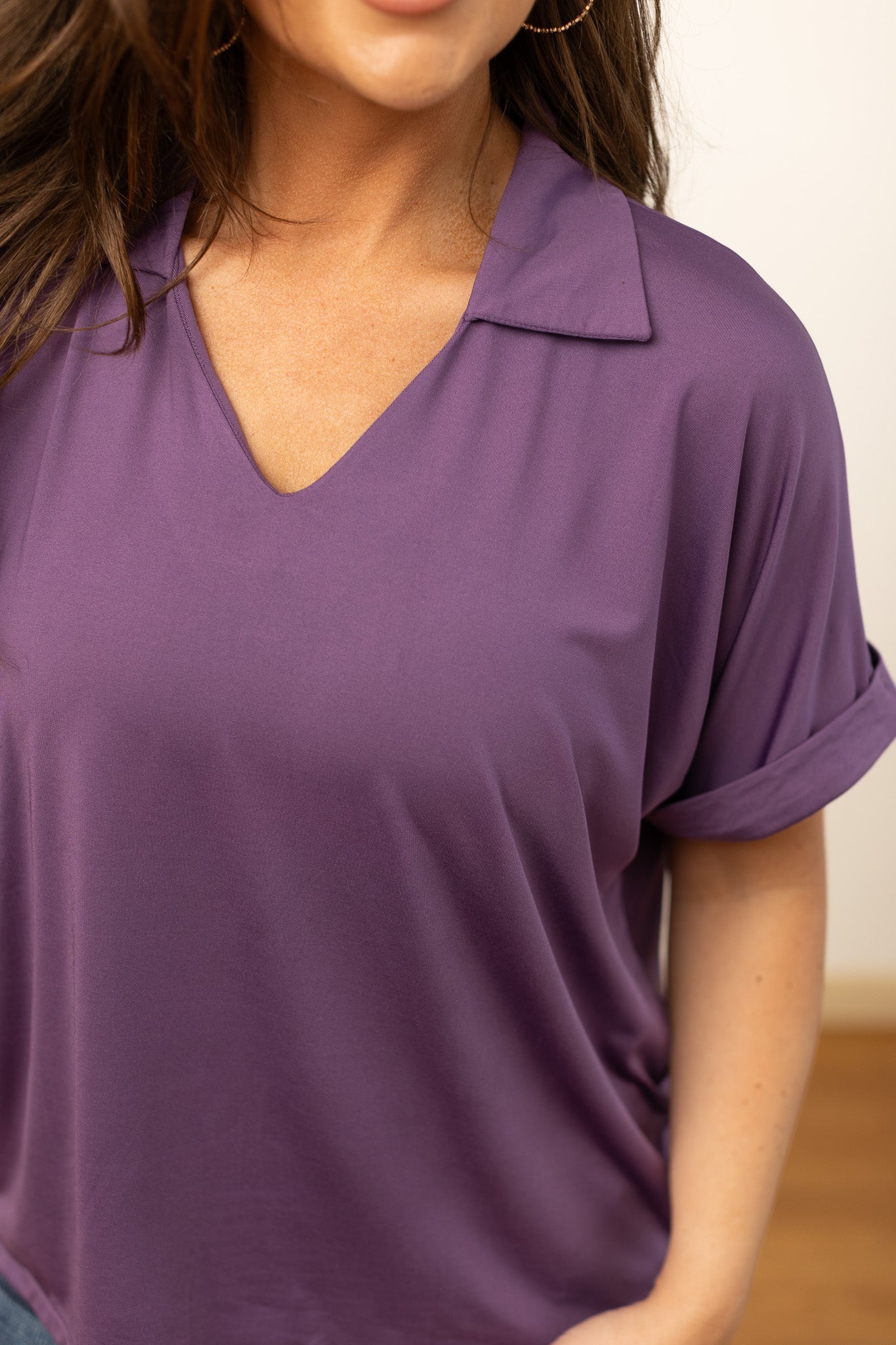 Cara Collared Top, Purple