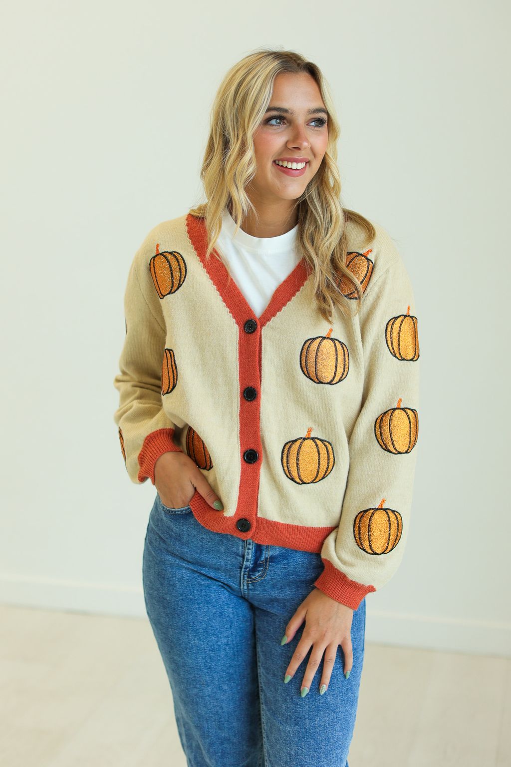 Glitter Pumpkin Cardigan