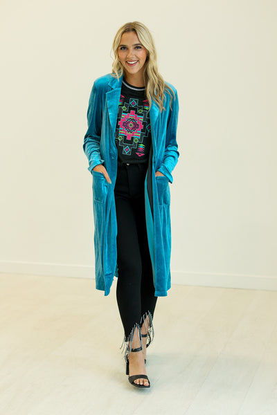 Hard Candy Velvet Jacket in Teal