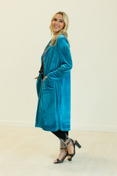 Hard Candy Velvet Jacket in Teal