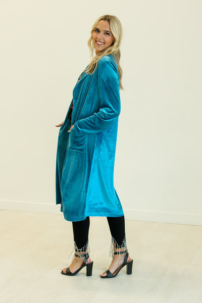 Hard Candy Velvet Jacket in Teal