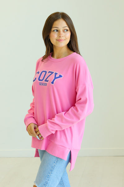 Cozy Season on Pink Sweatshirt