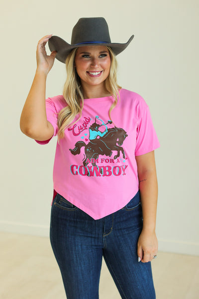 Cupid Aim for a Cowboy V-Hem Top, Pink