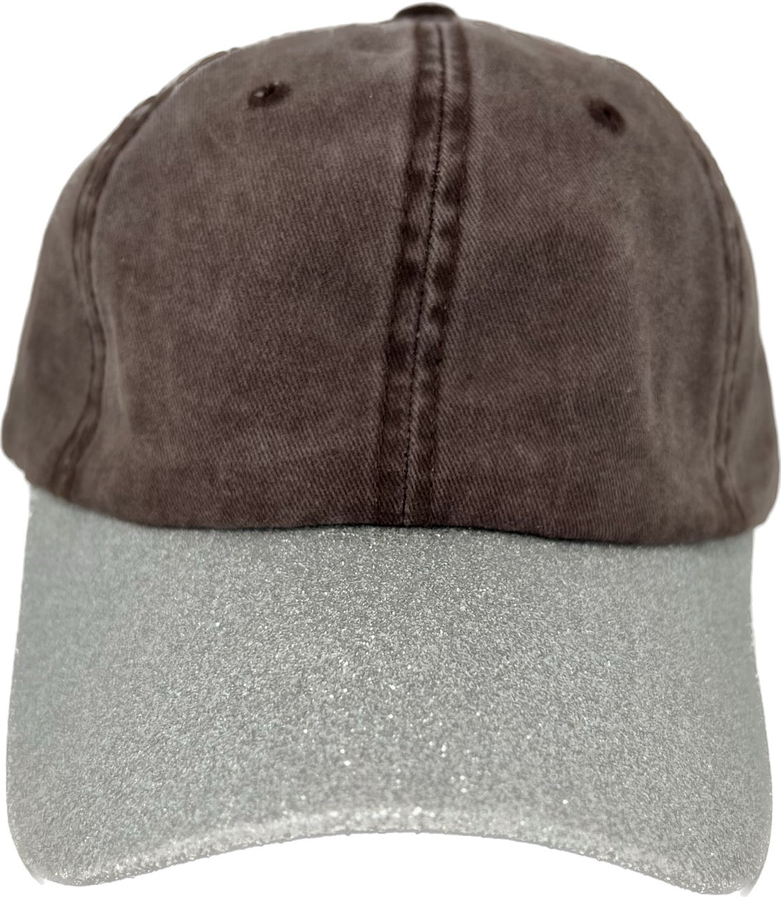 Brown Hat with Silver Glitter Bill