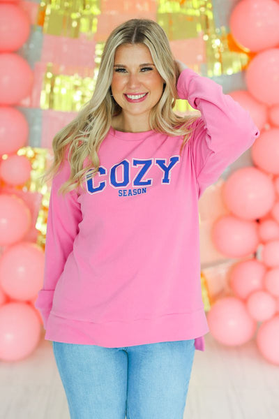 Cozy Season on Pink Sweatshirt