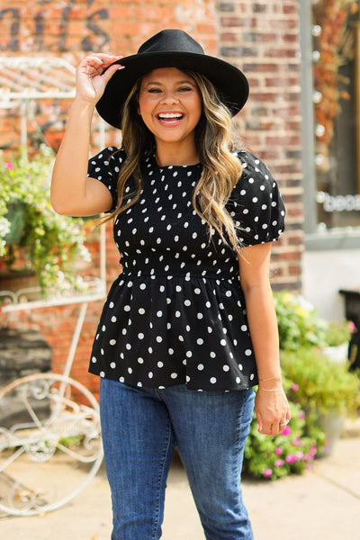 Polka Dot Smocked Blouse