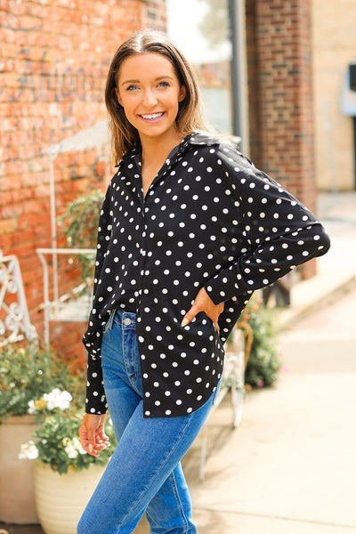 Kathryn Classic Button-Up, Polka-Dot