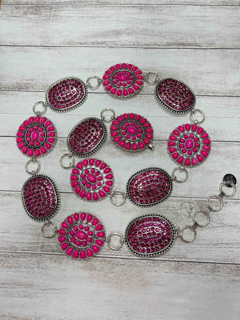 Pink & Concho Crystal Belt