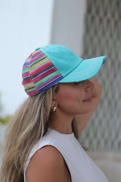 Turquoise & Serape Blank Hat