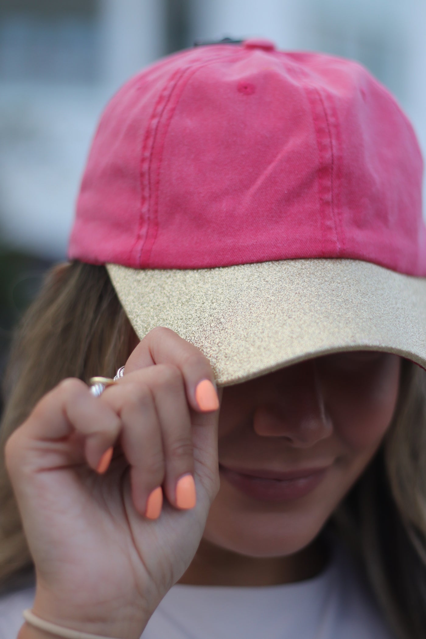 Orange Hat with Gold Glitter Bill