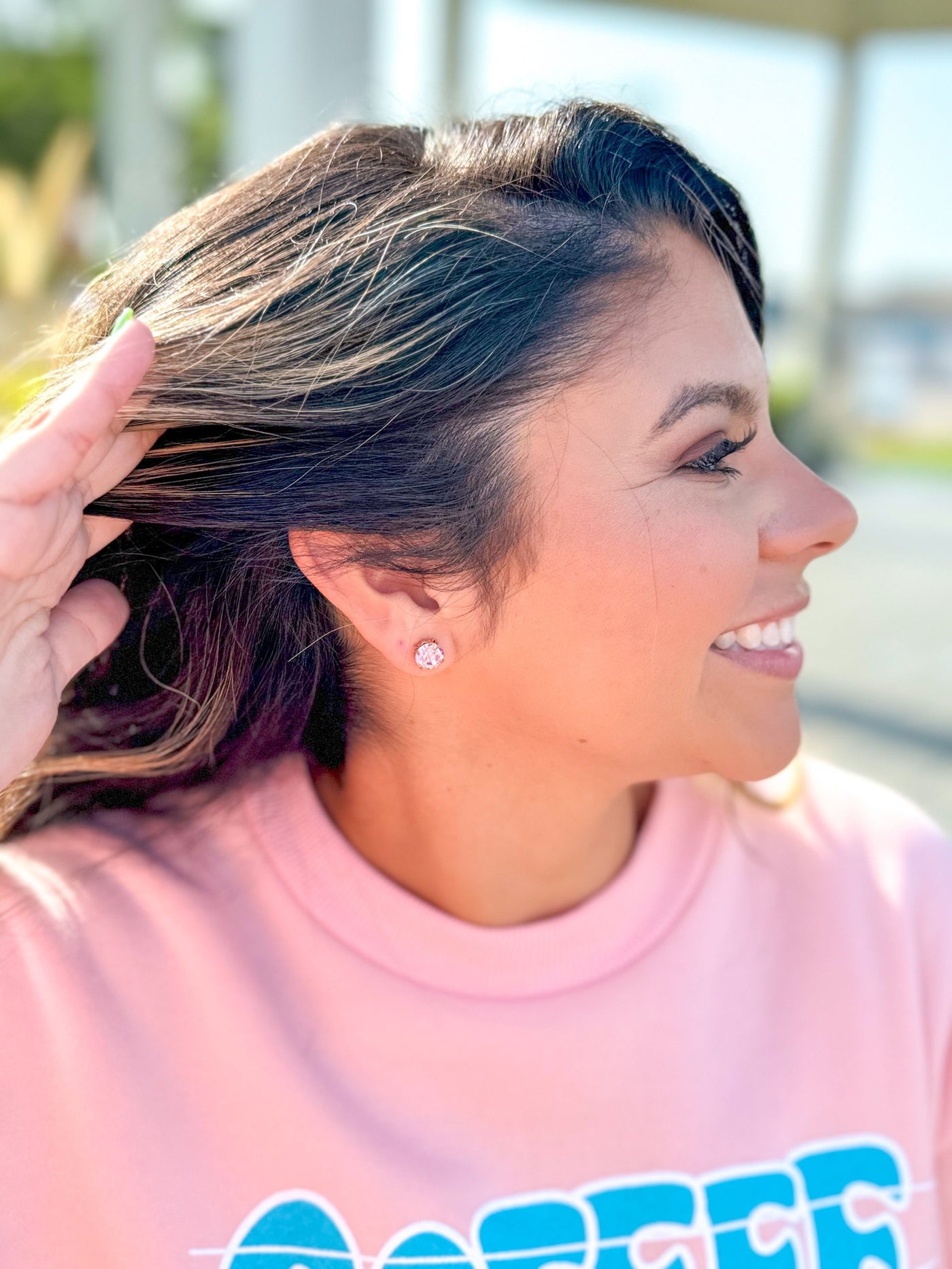 Pink Crystal Stud Earrings