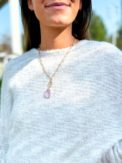 Pink Crystal Drop Necklace