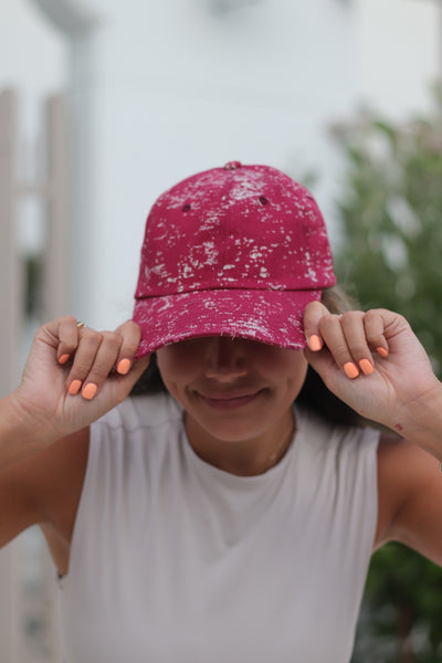 Maroon Spatter Hat with Mesh