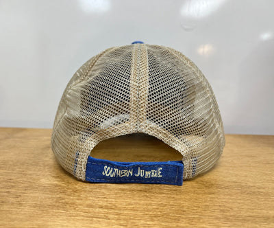 Blue Hat with White Mesh