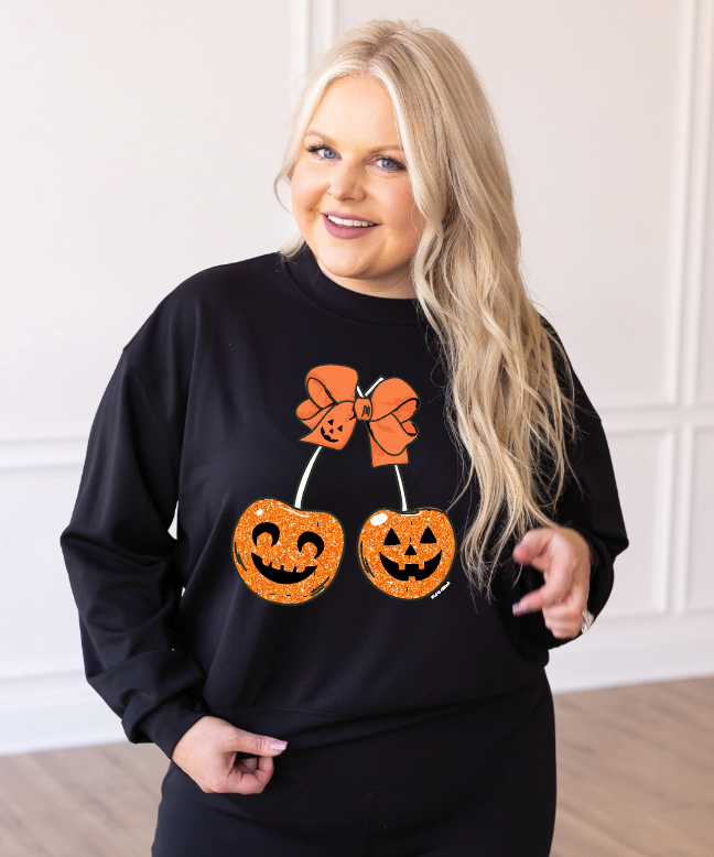 (WEB) Cherry Pumpkin Black Athletic Sweatshirt