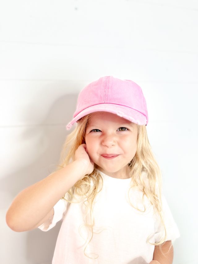 GIRLS Distressed Light Pink Hat