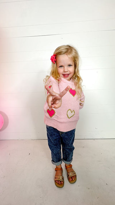 Girls Love Is In The Air Pink Heart Sweater