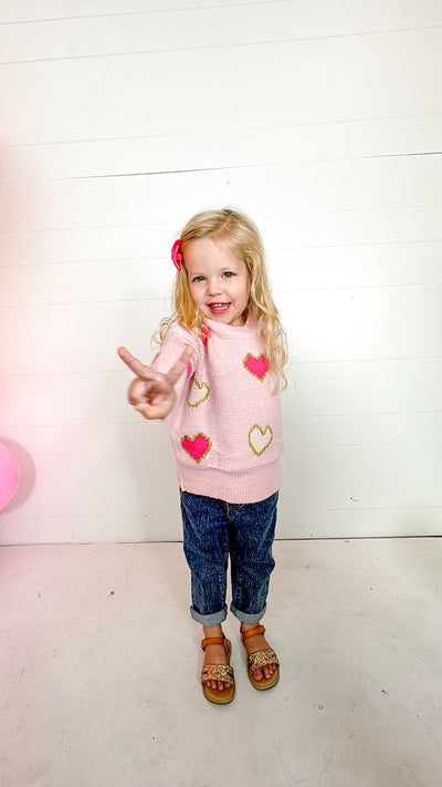 Girls Love Is In The Air Pink Heart Sweater