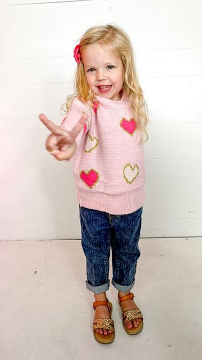 Girls Love Is In The Air Pink Heart Sweater