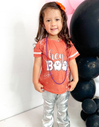 Girls' Hey Boo Ringer on Orange Splatter Tee