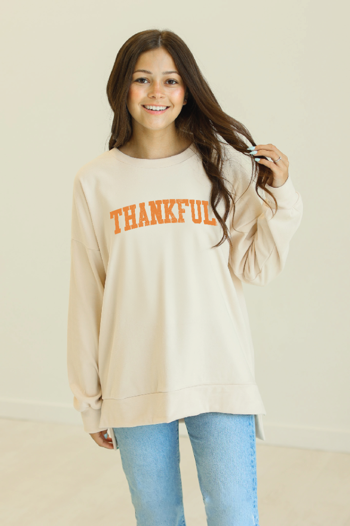 Thankful Micro Fleece Sweatshirt, Ivory